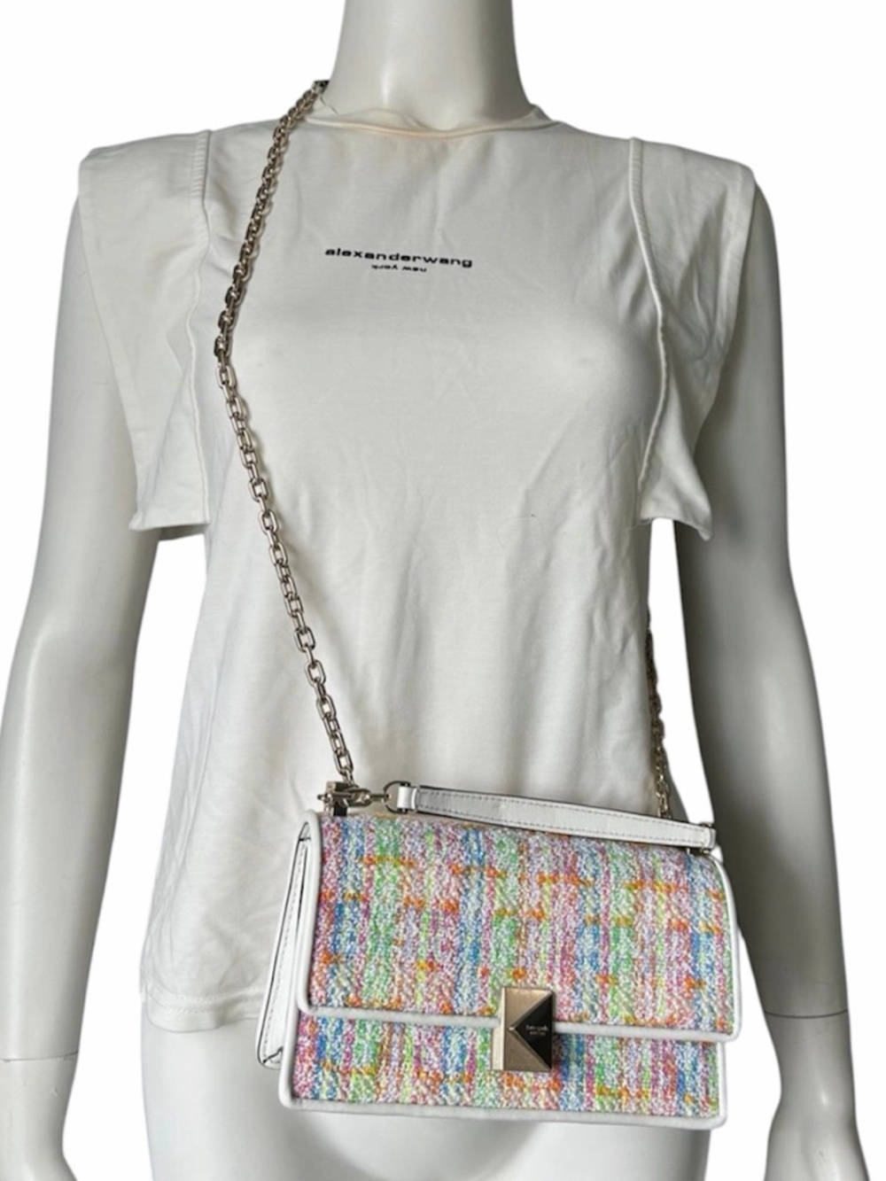 KATE SPADE DECO TWEED CHAIN STRAP SHOULDER BAG